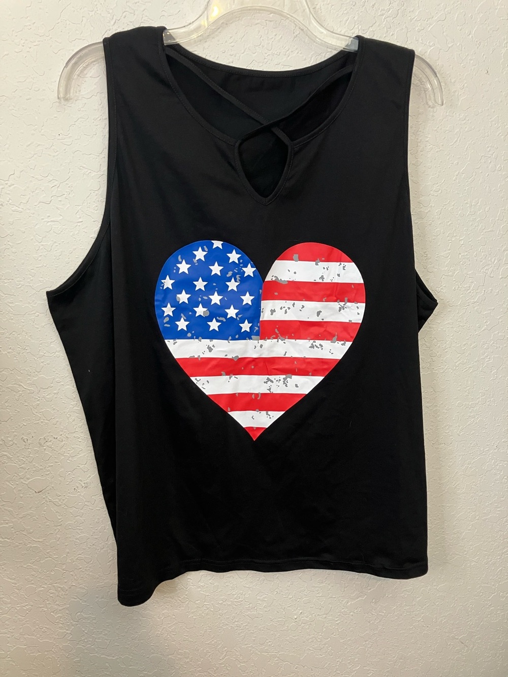 Black Women's Tank Top with American Flag Heart Graphic